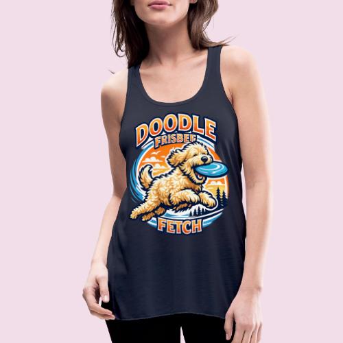 Doodle Frisbee Fetch | Goldendoodle Dog Lover - Women's Flowy Tank Top by Bella