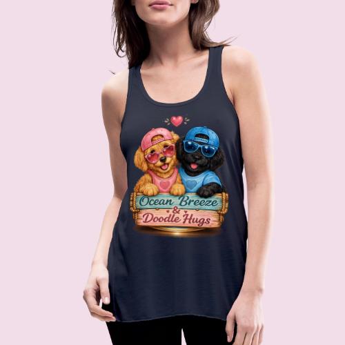 Ocean Breeze & Doodle Hugs - Women's Flowy Tank Top by Bella