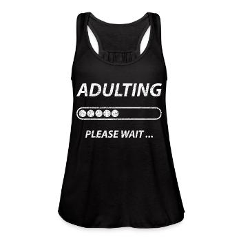 Adulting Please Wait ... - Women's Flowy Tank Top by Bella - navy - Front - Julia (174cm)