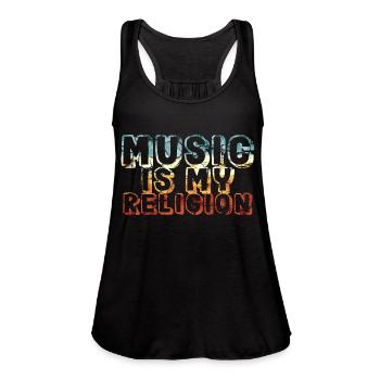 music is my religion - Women's Flowy Tank Top by Bella - navy - Front - Julia (174cm)