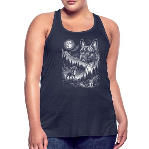 Vintage French Bulldog Moon Howling Tee - Women's Flowy Tank Top by Bella