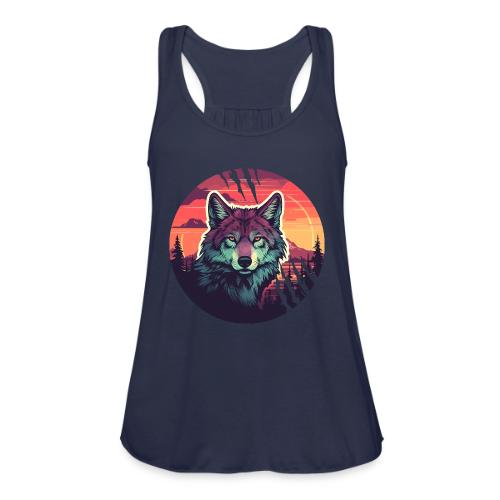 Colorful Wolf Stare - Women's Flowy Tank Top by Bella