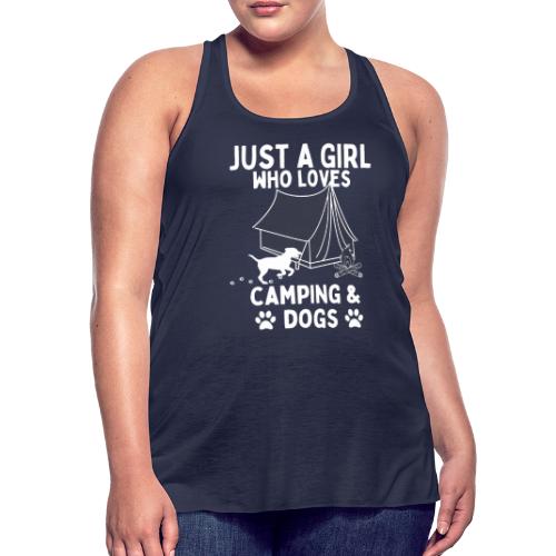 Just A Girl Who Loves Camping And Dogs, Funny Camp - Women's Flowy Tank Top by Bella
