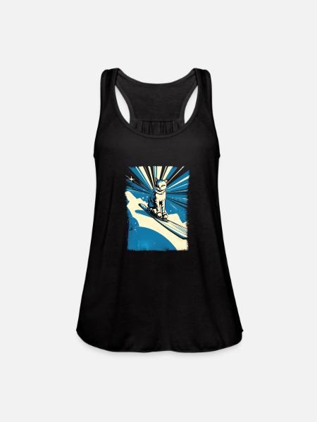 Cat Skier Skiing Ski Slopes Kitten Cats Lover - Women's Flowy Tank Top by Bella - navy