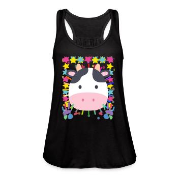cow - Women's Flowy Tank Top by Bella - navy - Front - Julia (174cm)
