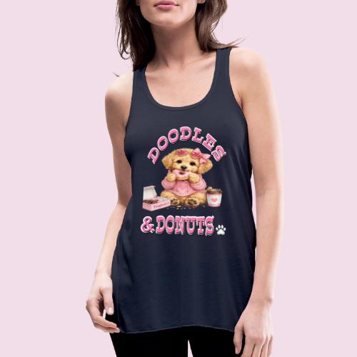 Doodles & Doughnut Cozy Dog Mom Design - Women's Flowy Tank Top by Bella