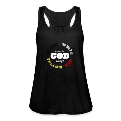 Power by GOD (Black, White, Yellow, Red) - Women's Flowy Tank Top by Bella