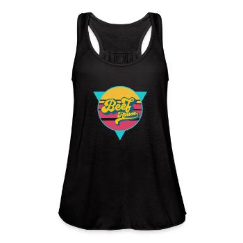 Beef house retro - Women's Flowy Tank Top by Bella - navy - Front - Julia (174cm)