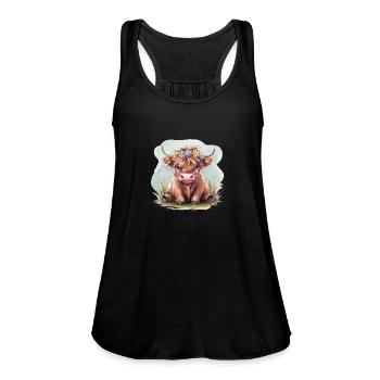 cow - Women's Flowy Tank Top by Bella - navy - Front - Julia (174cm)