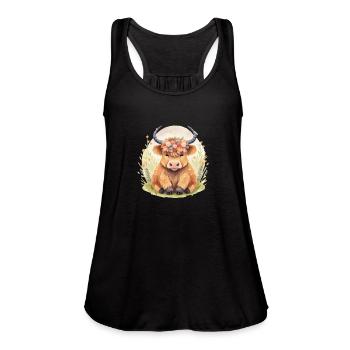 cow - Women's Flowy Tank Top by Bella - navy - Front - Julia (174cm)
