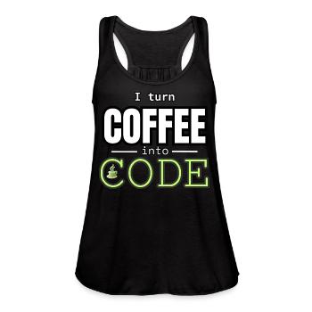 I Turn Coffee Into Code - Women's Flowy Tank Top by Bella -  - Front - Julia (174cm)