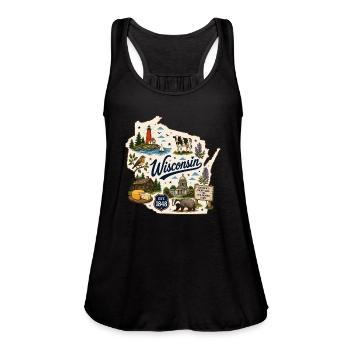 Wisconsin Dairyland State Vintage Sticker - Women's Flowy Tank Top by Bella - mauve - Front - Julia (174cm)