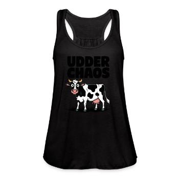 Udder Chaos Cow Humor Delightful Farm Life - Women's Flowy Tank Top by Bella - mauve - Front - Julia (174cm)