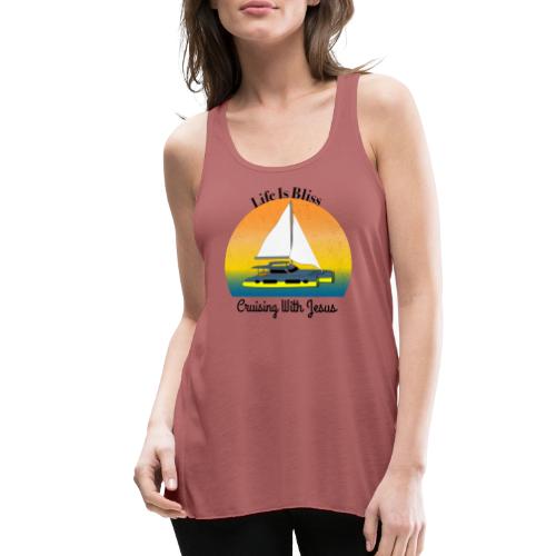 Life Is Bliss –Cruising With Jesus Sailboat Sunset - Women's Flowy Tank Top by Bella
