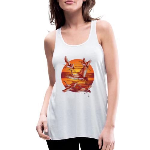 Japanese Cranes Migrating: Travel & Journey - Women's Flowy Tank Top by Bella