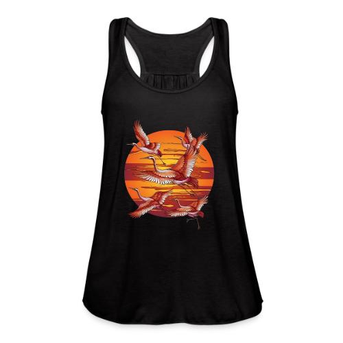 Japanese Cranes Migrating: Travel & Journey - Women's Flowy Tank Top by Bella