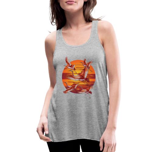Japanese Cranes Migrating: Travel & Journey - Women's Flowy Tank Top by Bella