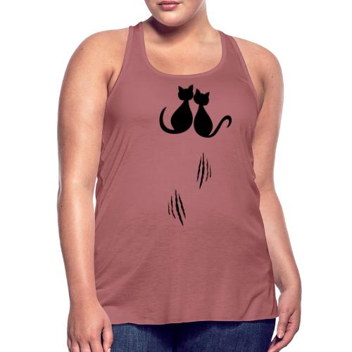 Cuddly cats. Loving cats with scratch marks. - Women's Flowy Tank Top by Bella