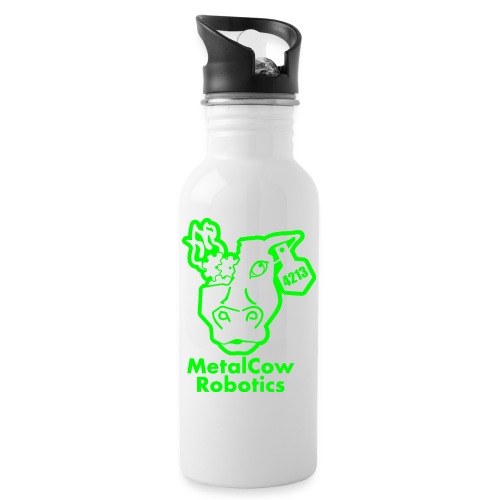 MetalCowLogo GreenOutline - Water Bottle