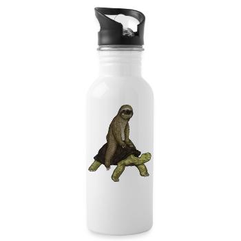 sloth turtle speed is relative sloth riding - 20 oz Water Bottle - white - Right