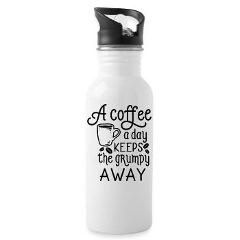 A Coffee A Day Keeps Grumpy Away - 20 oz Water Bottle - white - Right