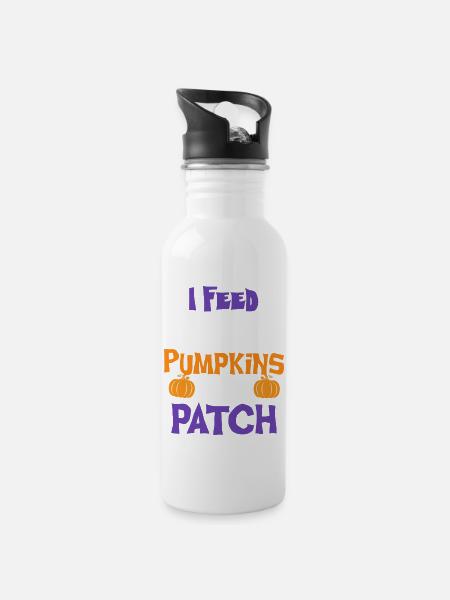Funny Halloween Saying I Feed The Cutest Pumpkins - 20 oz Water Bottle - white