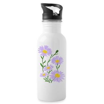 Lilac Asters Flowers - 20 oz Water Bottle - white - Right
