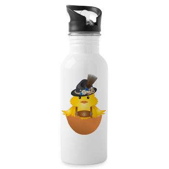 Chick with traditional hat and lederhosen - 20 oz Water Bottle - white - Right