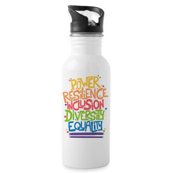 Power Resilience Inclusion Diversity Equality - 20 oz Water Bottle - white - Right