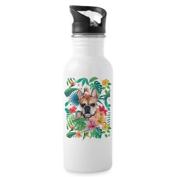 Tropical Red White Frenchie French Bulldog - 20 oz Water Bottle - white - Right