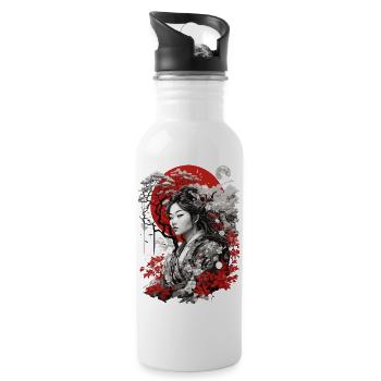 Red White Black Asian Design - 20 oz Water Bottle - white - Right