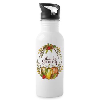Happy Thanks Giving & Thankful Blessed Unisex - 20 oz Water Bottle - white - Right