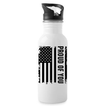 Proud Of You American Flag Patriotic Apparel  - 20 oz Water Bottle - white - Right