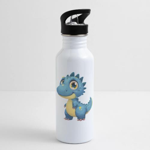 Smiling Blue and Yellow Baby Dinosaur - 20 oz Water Bottle