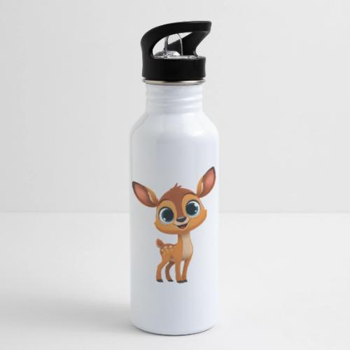 Cute Cartoon Deer with Joyful Big Eyes - 20 oz Water Bottle