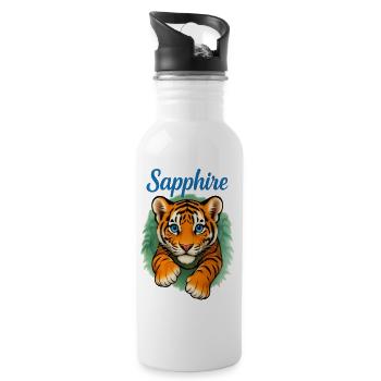 Vivid Tiger Cub Illustration - Sapphire - 20 oz Water Bottle - white - Right