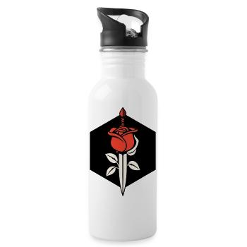 Rose and Dagger Emblem - 20 oz Water Bottle - white - Right