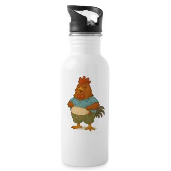 Funny Rooster Belly Design - 20 oz Water Bottle - white - Right