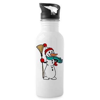 Snowman Scout with Broom and Scarf - 20 oz Water Bottle - white - Right