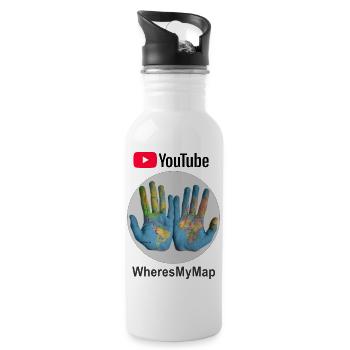 Where's My Map on YouTube - 20 oz Water Bottle - white - Right