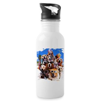 Dog Selfie Wearing Glasses Tank Top - 20 oz Water Bottle - white - Right