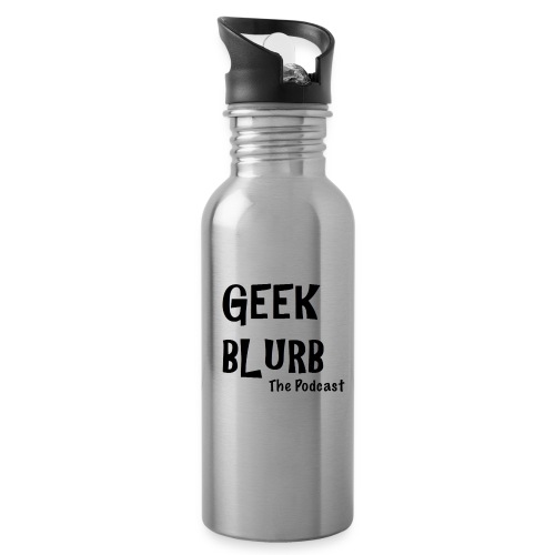Geek Blurb (Transparent, Black Logo) - Water Bottle