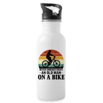 Bike biking biker - 20 oz Water Bottle - white - Right