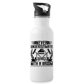 Never Underestimate An Old Man With A Broom - 20 oz Water Bottle - white - Right