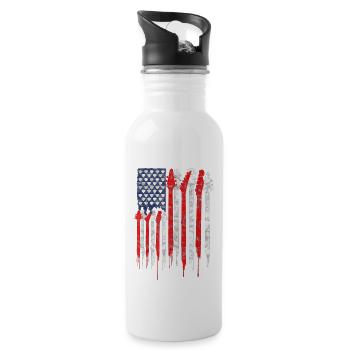 American Flag Guitar Red White Patriotic Music - 20 oz Water Bottle - white - Right