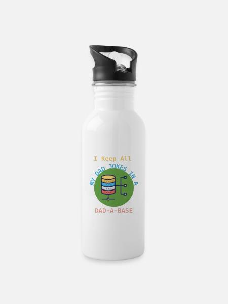I Keep All My Dad Jokes In A Dad a base - 20 oz Water Bottle - white