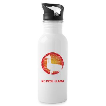 Funny Llama Math Teacher Math Is No Probllama - 20 oz Water Bottle - white - Right