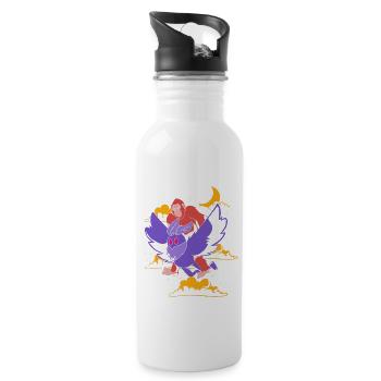 Bigfoot Riding Mothman Funny Cryptozoology - 20 oz Water Bottle - white - Right