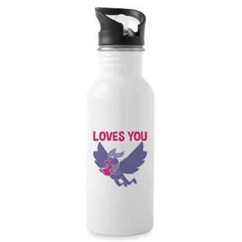 Mothman Loves You Valentines Day Cryptid For Women - 20 oz Water Bottle - white - Right