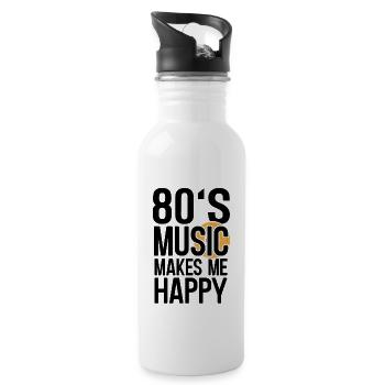 80s Music Makes Happy Music Lover Retro Musician - 20 oz Water Bottle - white - Right